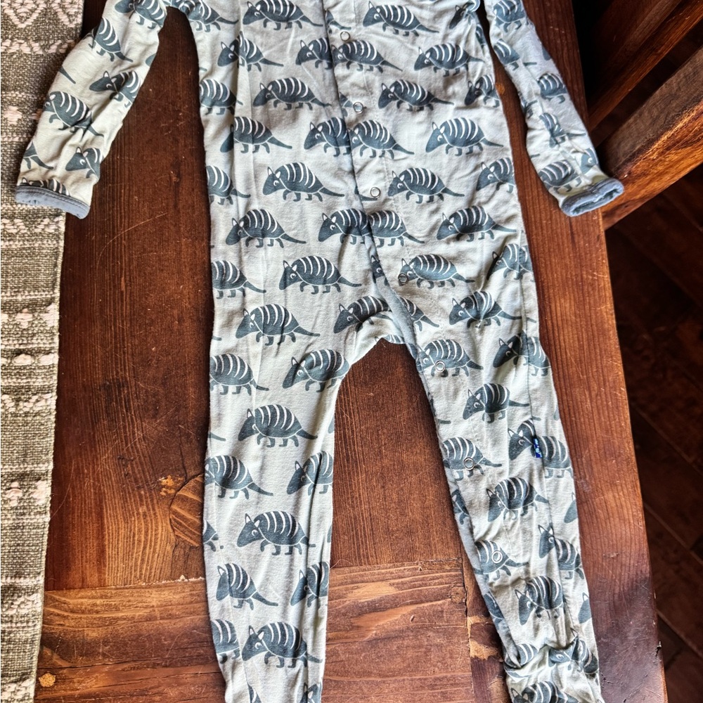 Kickee Pants Gray Armadillo Kids Footie Pajamas